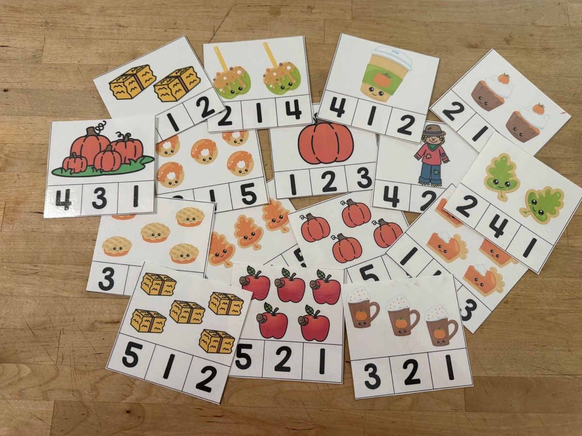 Fall Math Clip Cards