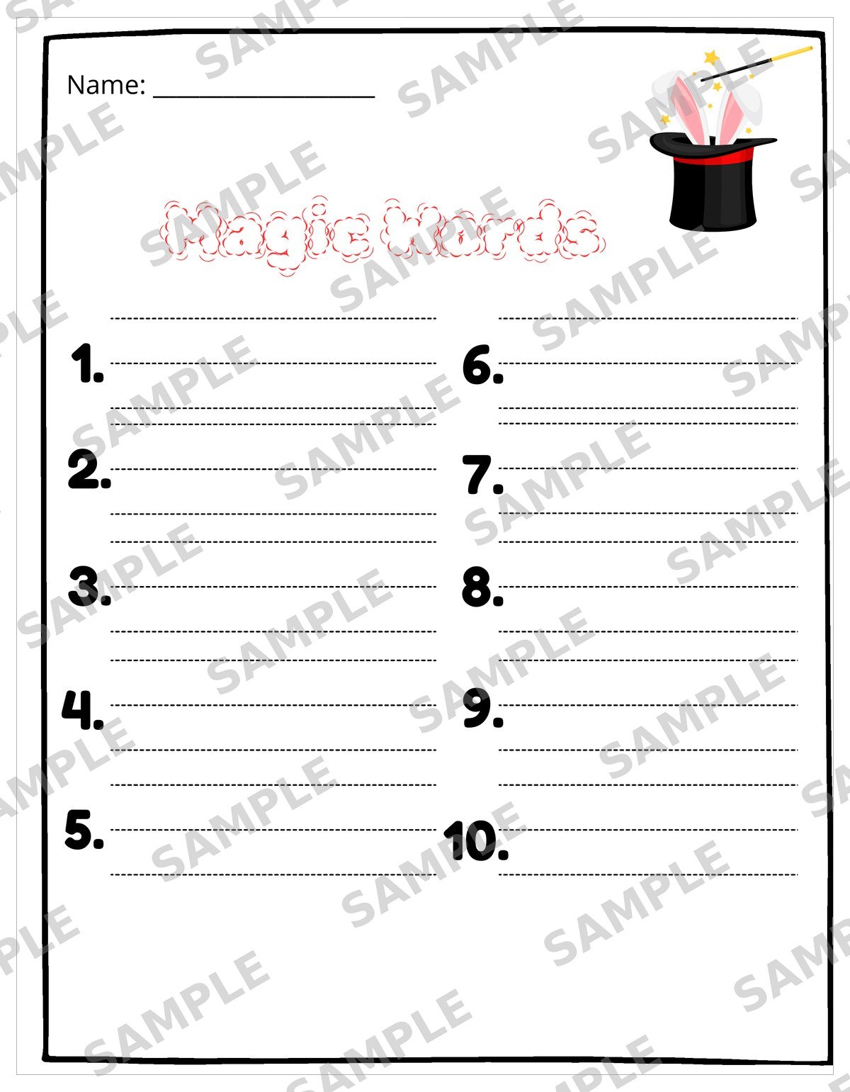 Magic Words Writing Page