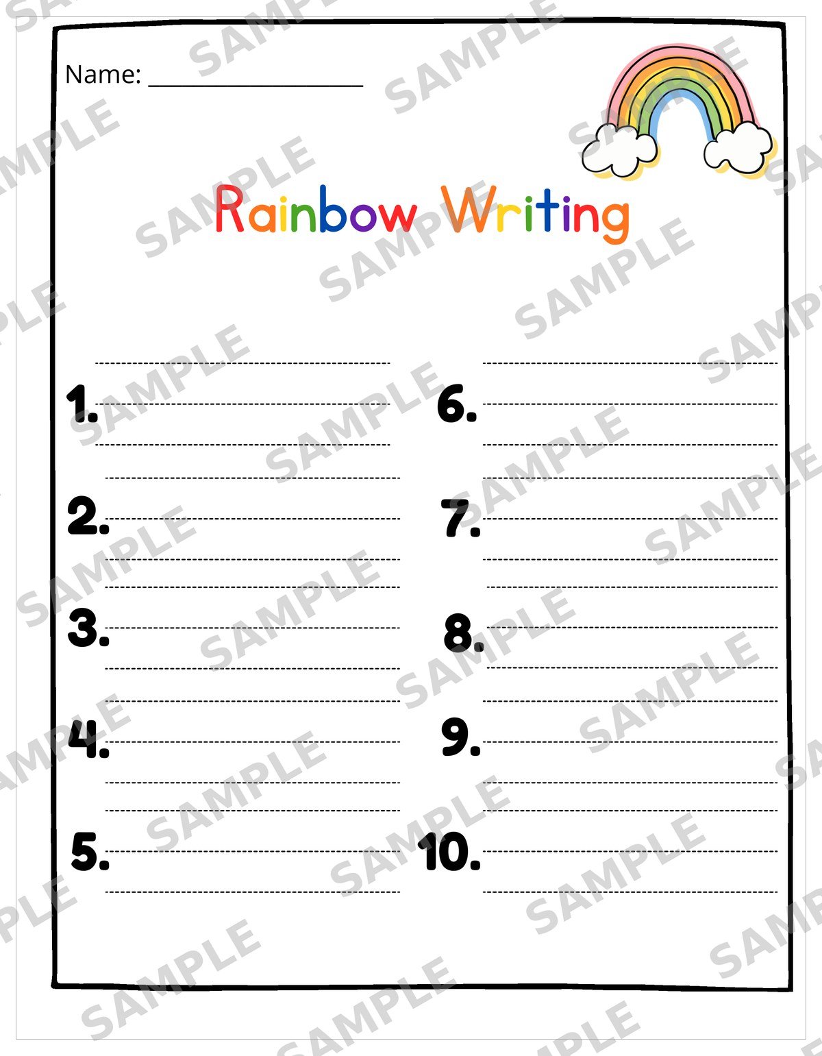 Rainbow Writing Page